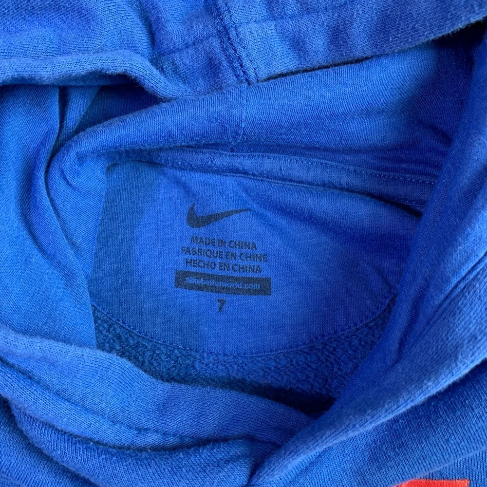 Kids Nike Air Blue With Red Letters Hoodie Pullover Youth Size 7